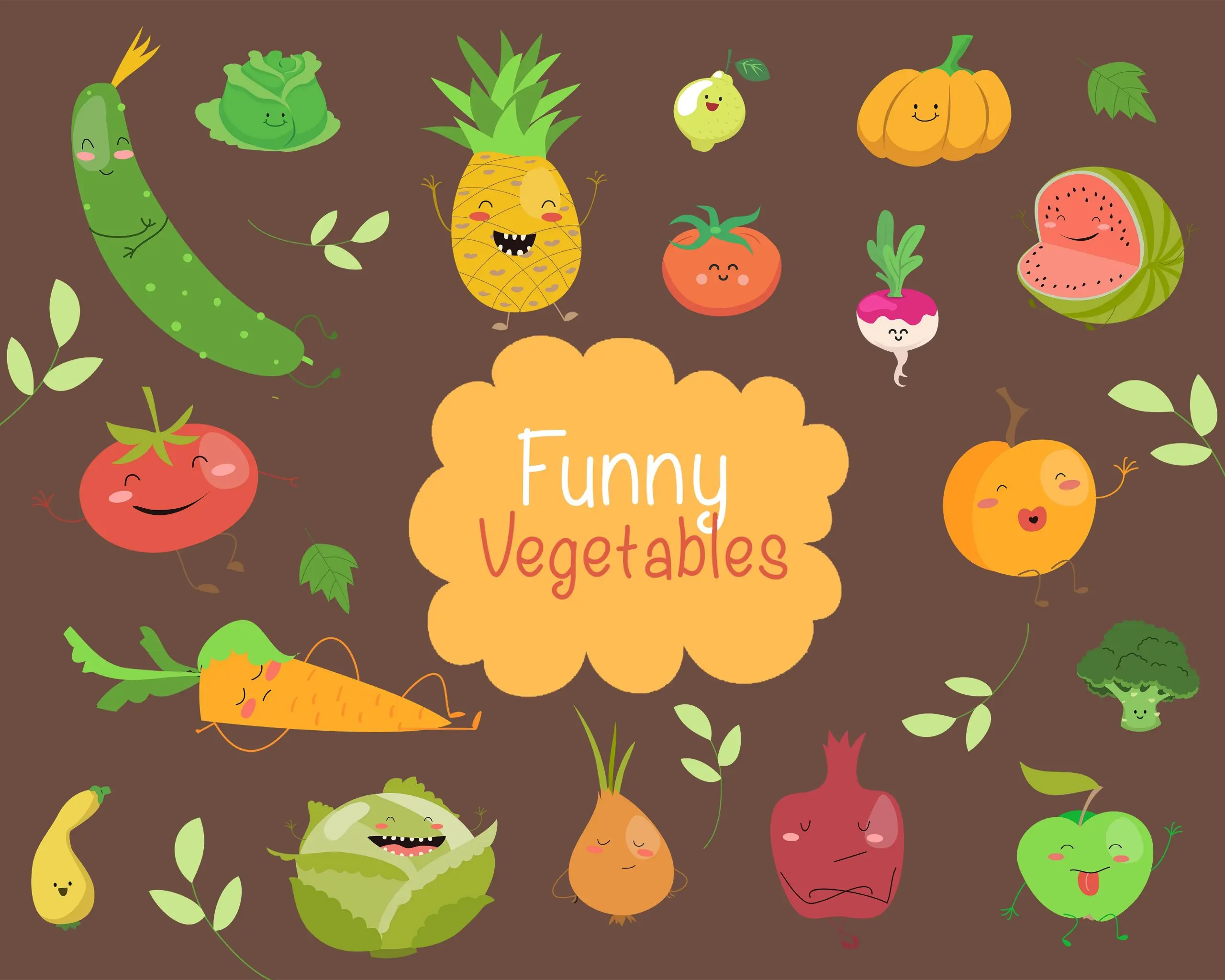 Vegetable-Vector-Element The Tiny Joy Kids Vector Bundle - Funny Vegetables