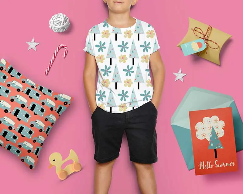 Summer-Vector Summer vector elements on a tshirt mockup