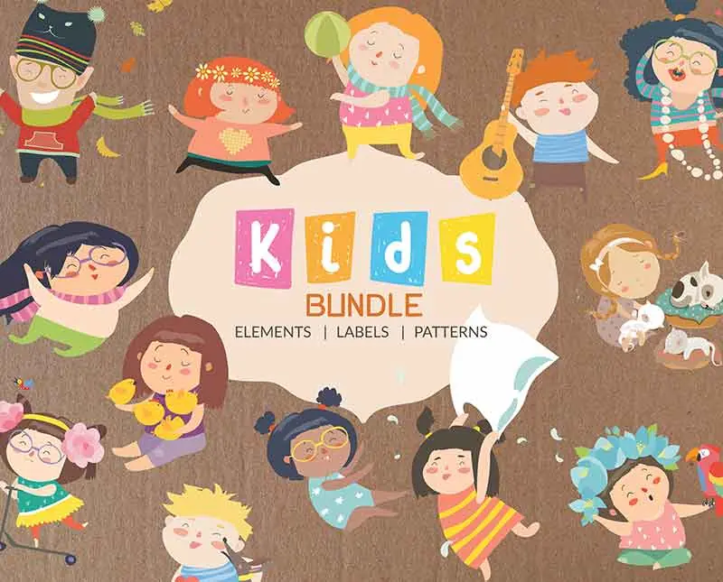 Kids-Vector-elements Kids vector elements pack