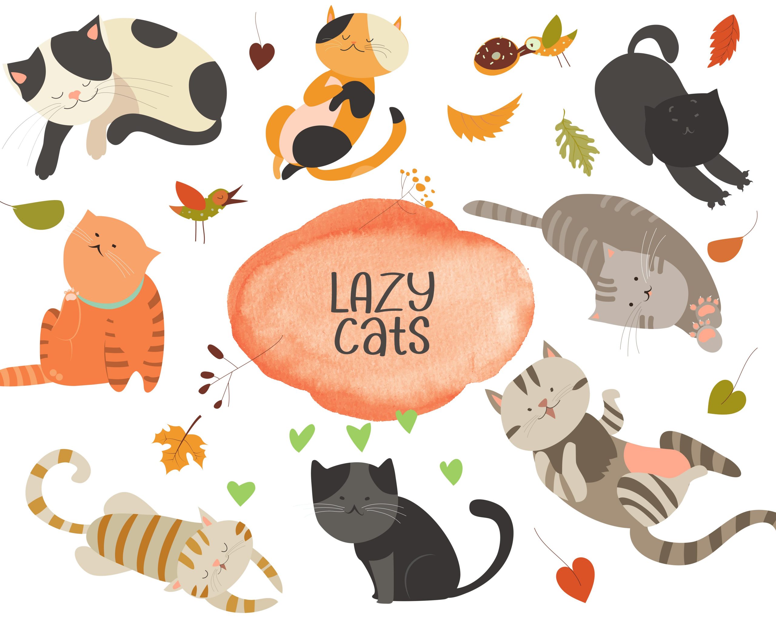 Lazy animal vector elements bundle