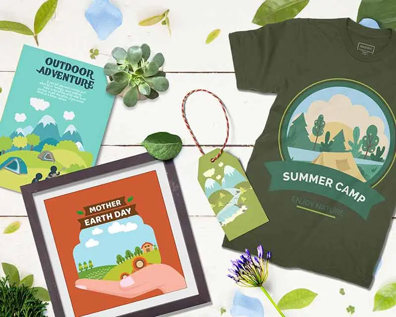 Nature-Vector-mockup Nature vector elements on a tshirt and frame mockups