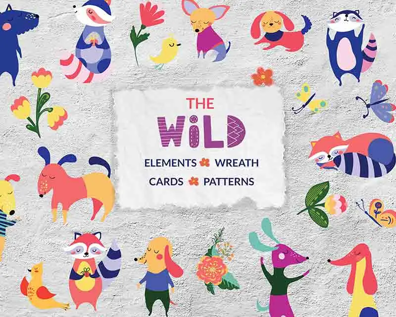 Wild-Nature-vector-elements Wild nature vector elements pack