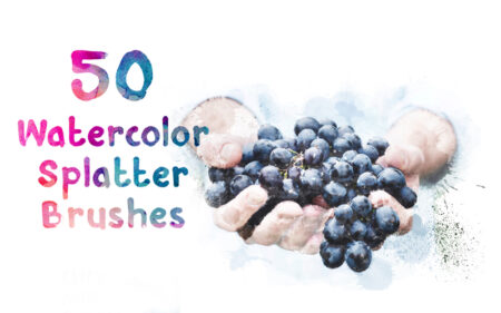 50 Watercolor Ink Splatter Brushes