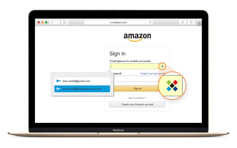 Amazon Auto password filler on a Macbook using Stickypassword - PAssword manager lifetime deal