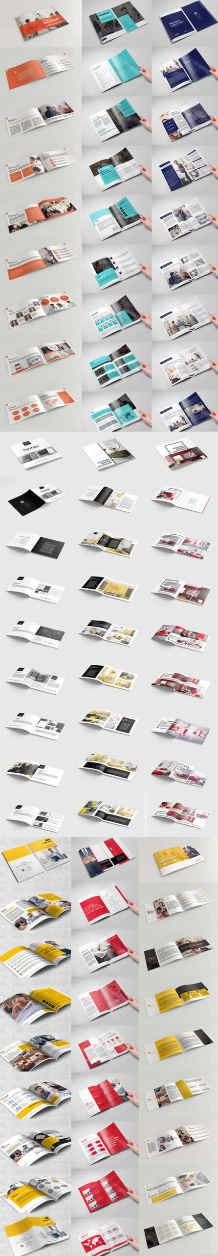 Preview of the different two fold brochures included in ready to print templates bundle - Brand Identity Templates