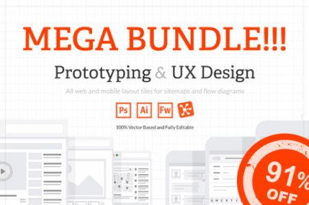 Prototyping & UX Design Mega Bundle Of 200+ Web & Mobile Layout Tiles