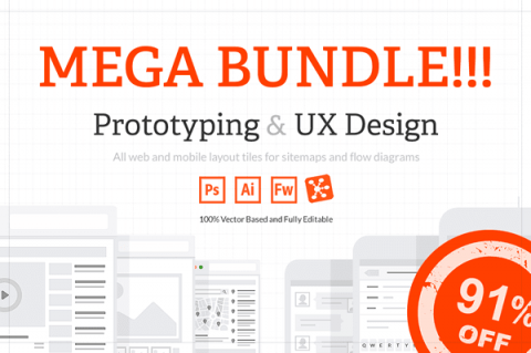 Prototyping & UX Design Mega Bundle Of 200+ Web & Mobile Layout Tiles