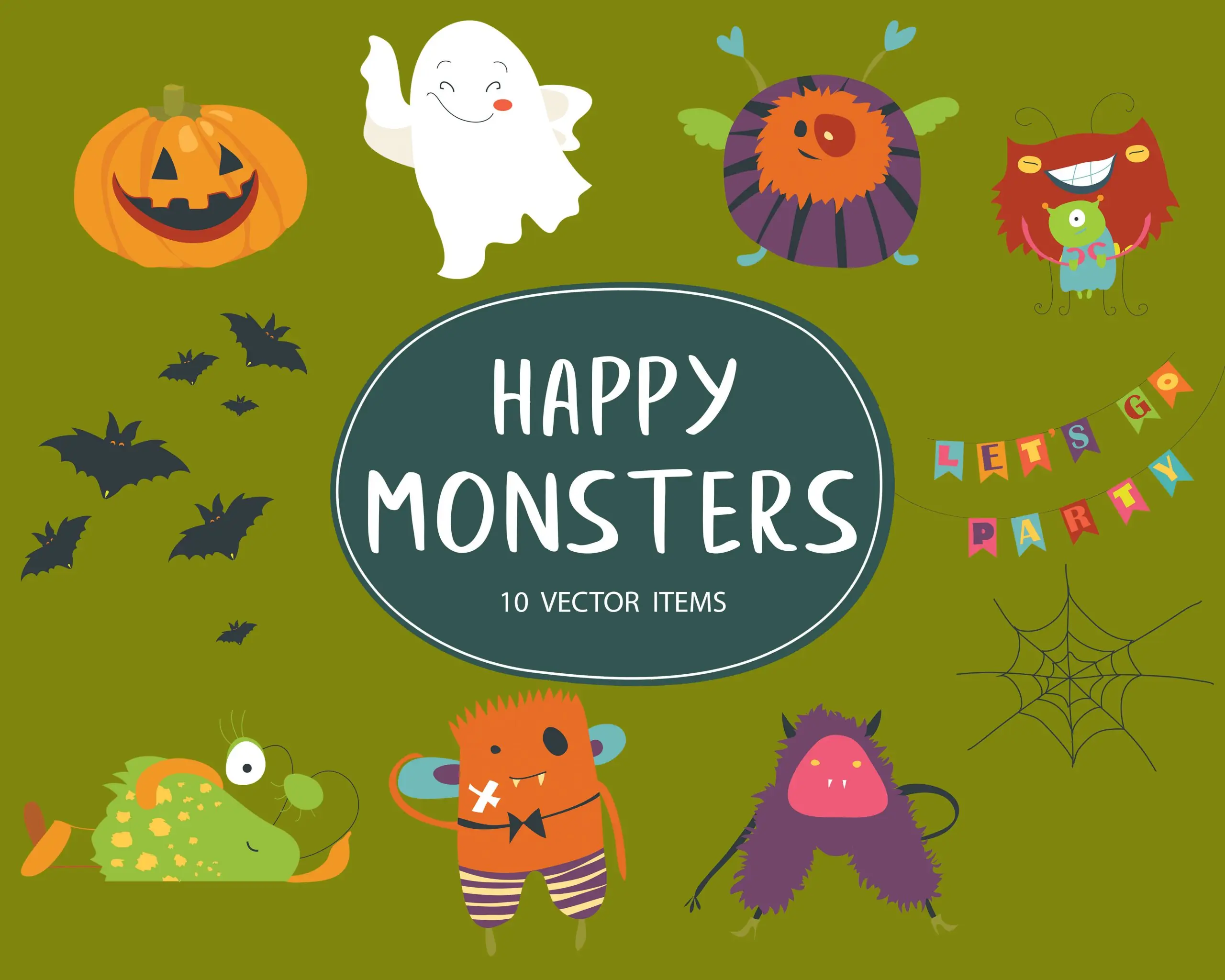 Happy-Monsters-Vector 10 Happy Monsters Vector Items