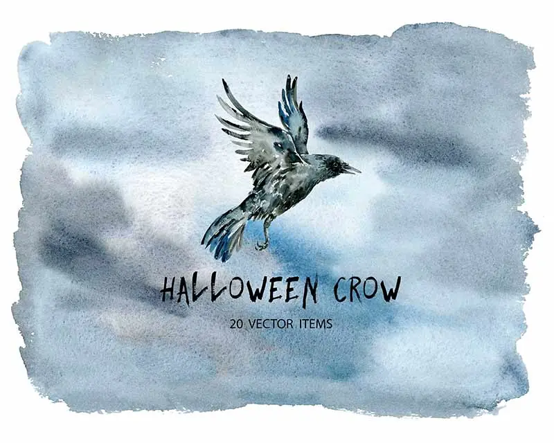Halloween-Crow-Vectors 20 Halloween Crow Vectors