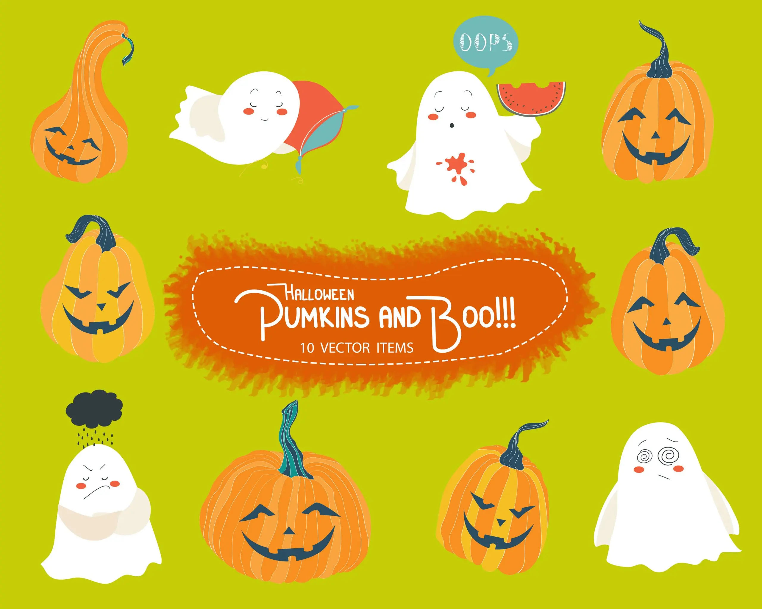 Halloween-Pumpkin-Vectors 10 Halloween Pumpkins & Boo Vectors
