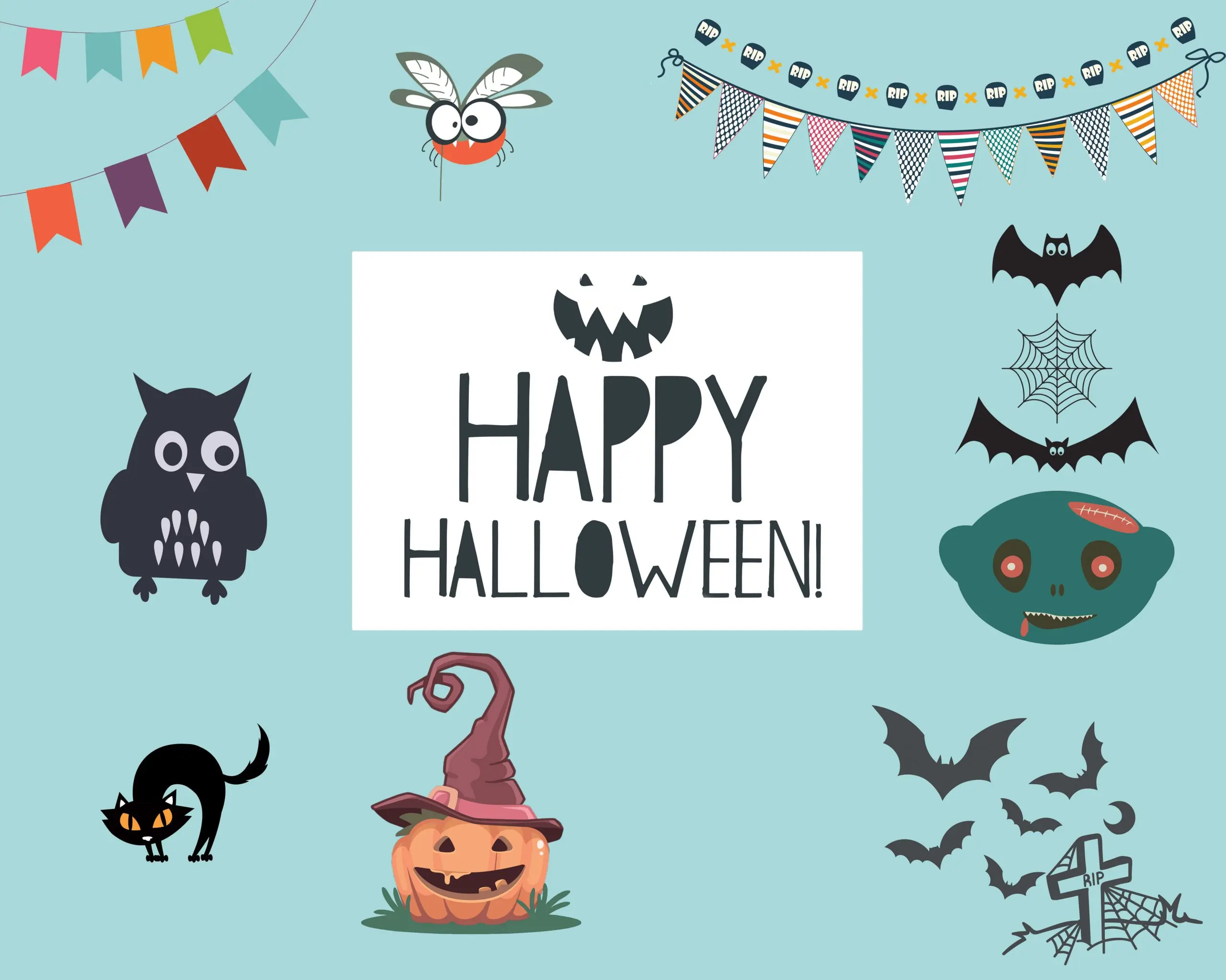 Happy-Halloween-Vectors Spooky Vector Images - Halloween Bundle 2018