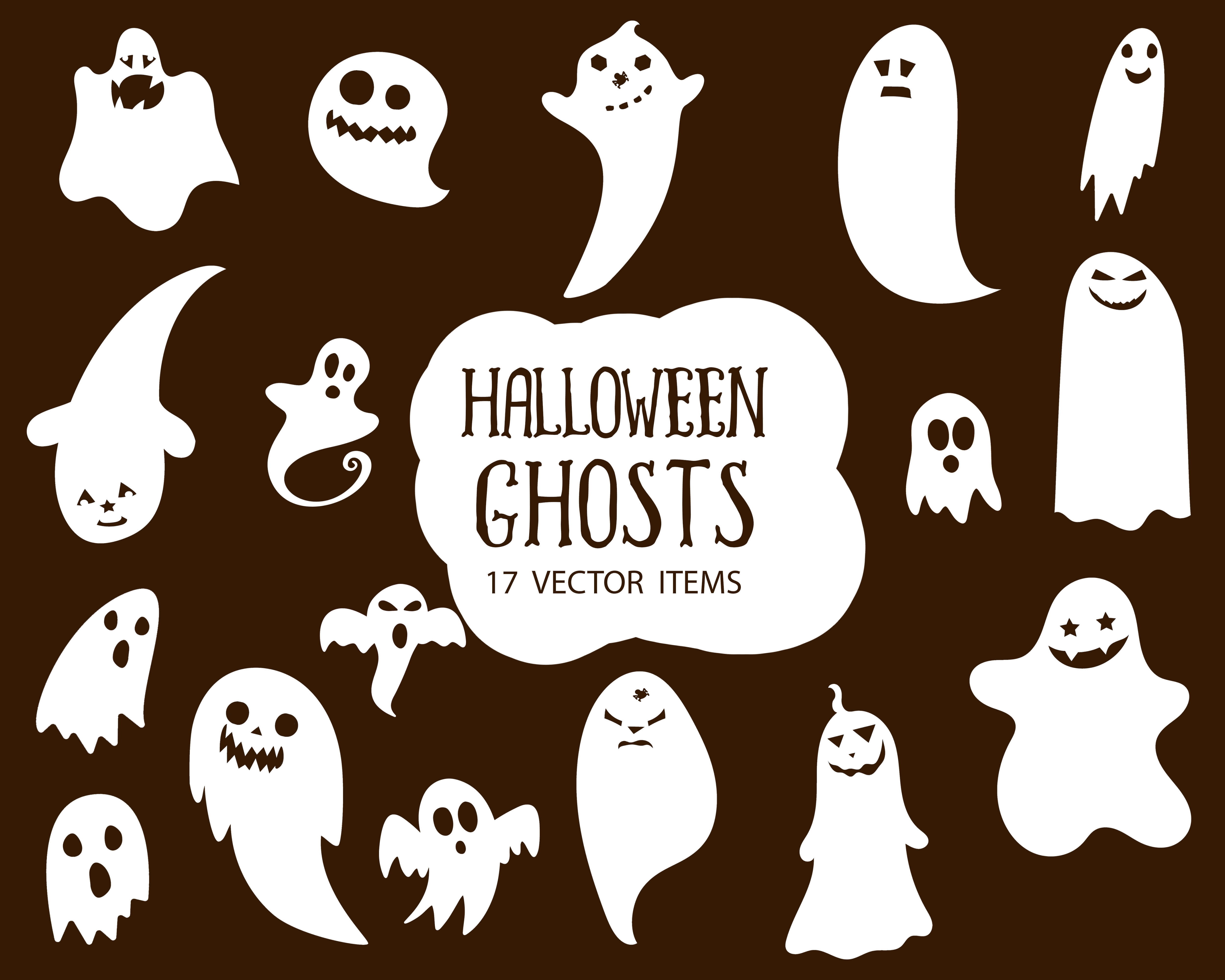 Spooky Vector Images - 17 Halloween Ghosts