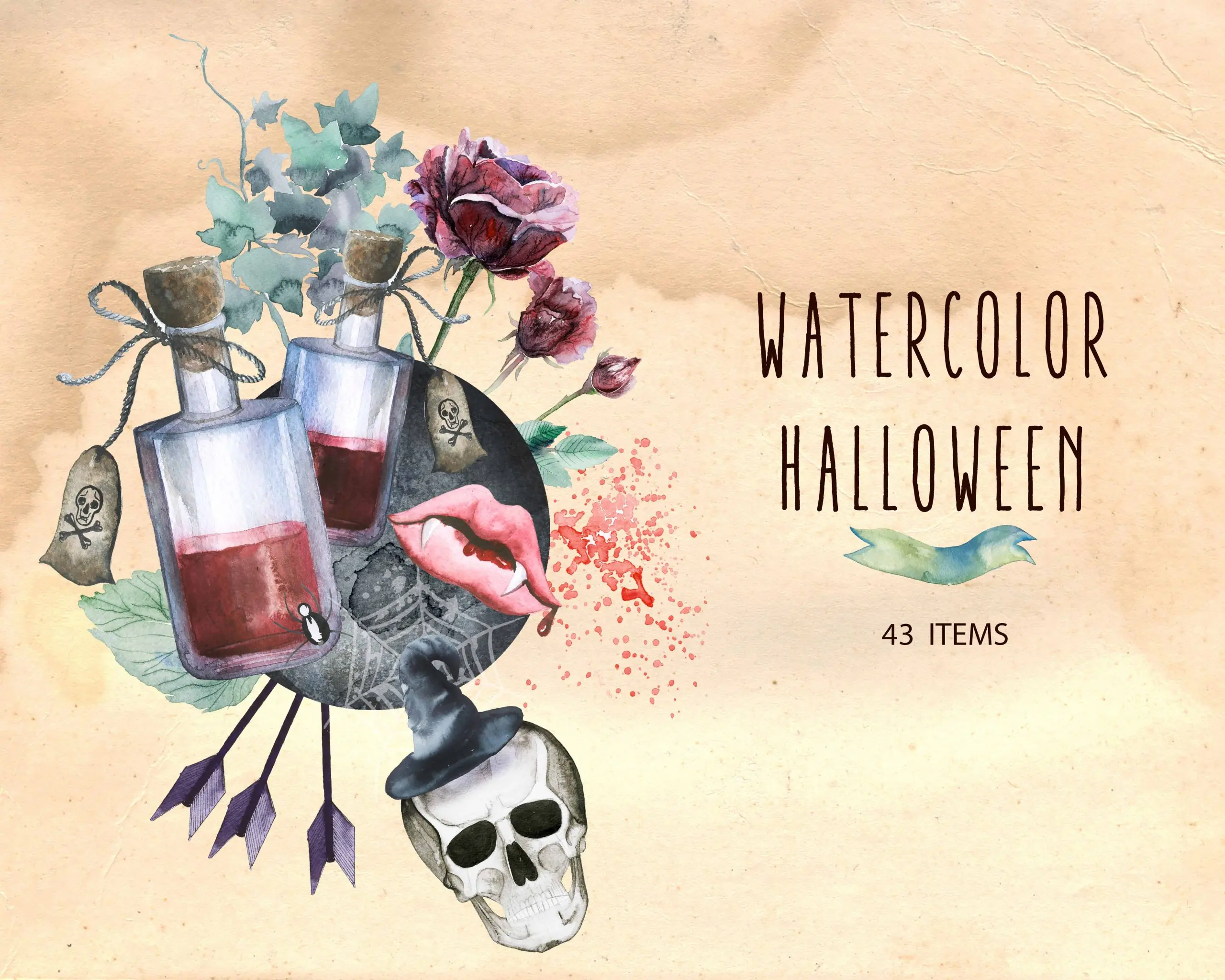 Watercolor-Halloween-Vectors Spooky Vector Images - 43 Watercolor Halloween
