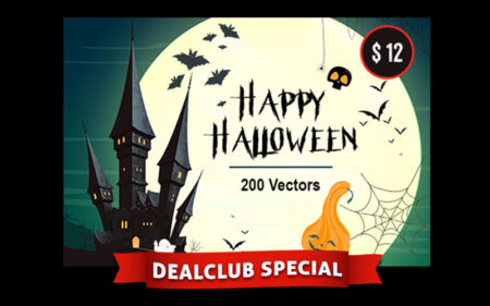 Scary house, bats, moon, spider web for halloween vector banner