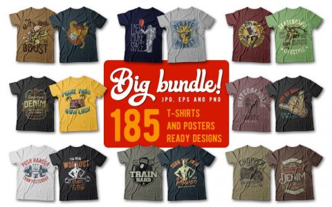 T-Shirt Design Bundle - One Of The Biggest On The Internet (185 Designs)