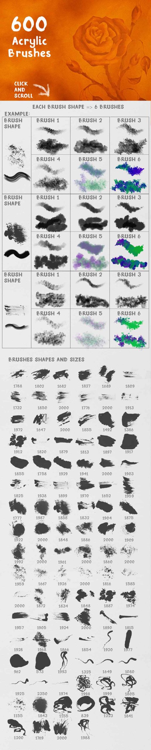 Carousal of Acrylic Photoshop brushes
