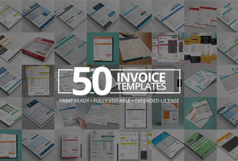 Modern Invoice Template Bundle - 50 Print-Ready, Fully Editable Invoices