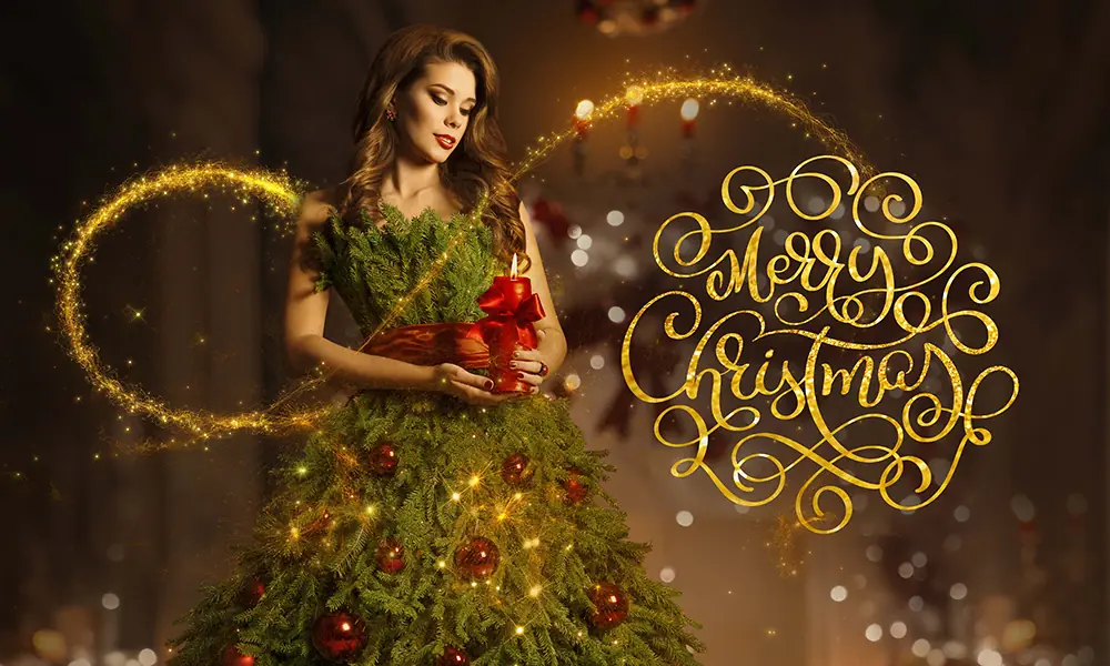 Merry Christmas Text overlay 50 Photo & Text Overlays Bundle - Merry Christmas Girl