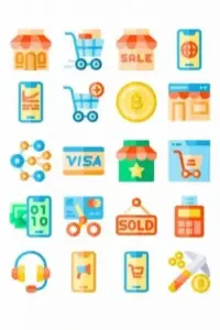 A collage of 20 Flaticon's FREE eCommerce Icons