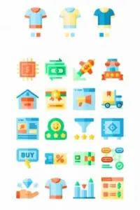 A collage of 23 Flaticon's FREE eCommerce Icons
