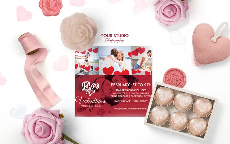 Valentines Photo Cards with roses and chocolates Valentines Photo Cards with roses and chocolates