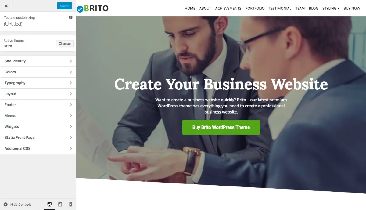 Brito Theme Customizer Preview Brito Theme Preview - Customizer