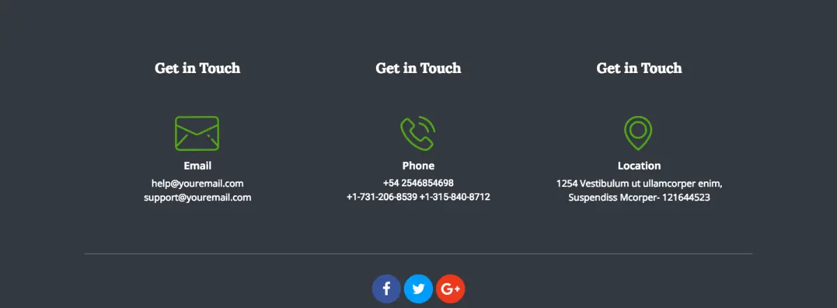 Brito Theme Contact Page Preview Brito Theme Preview - Contact Page