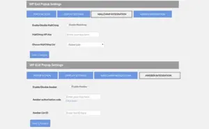 WP Exit Pop Up Plugin - MailChimp Mailing Aweber