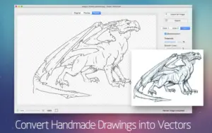 A dragon is vectorized with Vectorizer pro - best program to vectorize an image