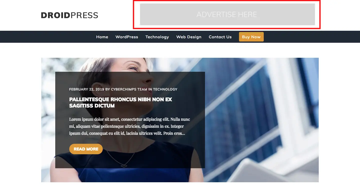 Three Ad widget areas to preview ad banners