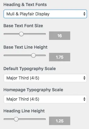 Typography options preview