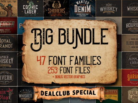 Big Bundle Of 47 Vintage Fonts Families