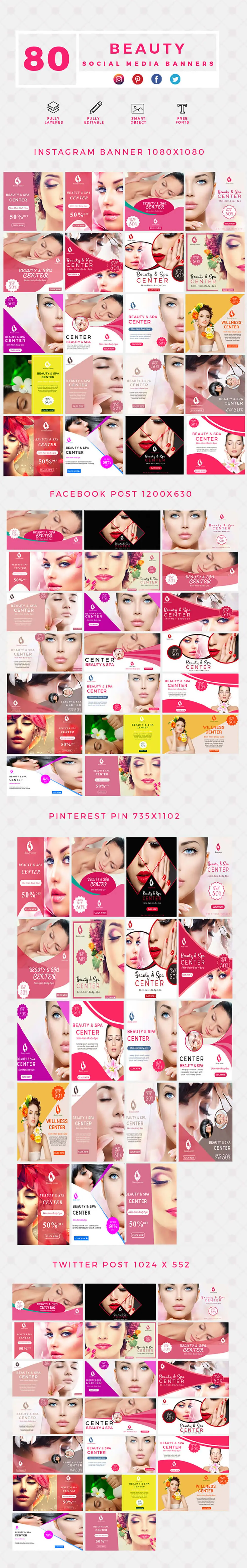 Social media banner Templates carousal Carousal of, instagram, twitter, Pintrest and facebook banner templates