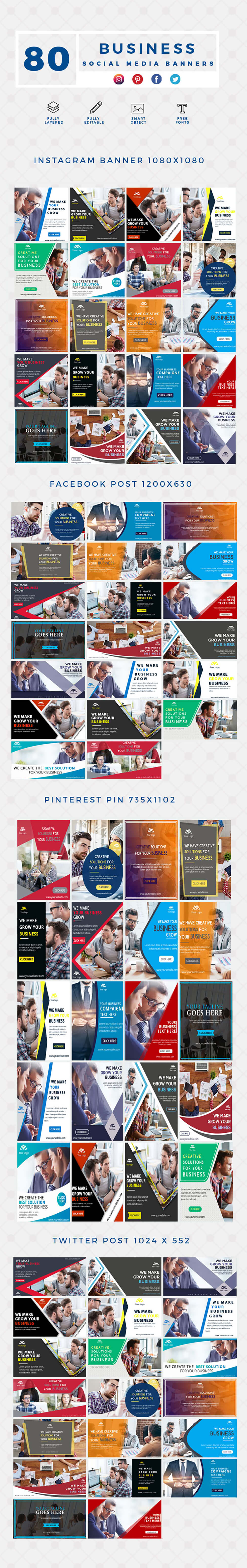 carousal of business social media banner templates