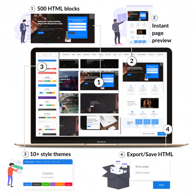 Bootstrap Website Builder & Wireframe Tool - Blueprints App
