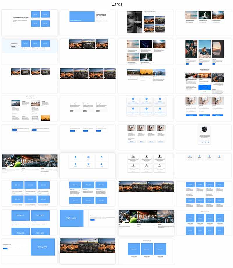 Elements Of Blueprints App, A Bootstrap Web Builder - Cards