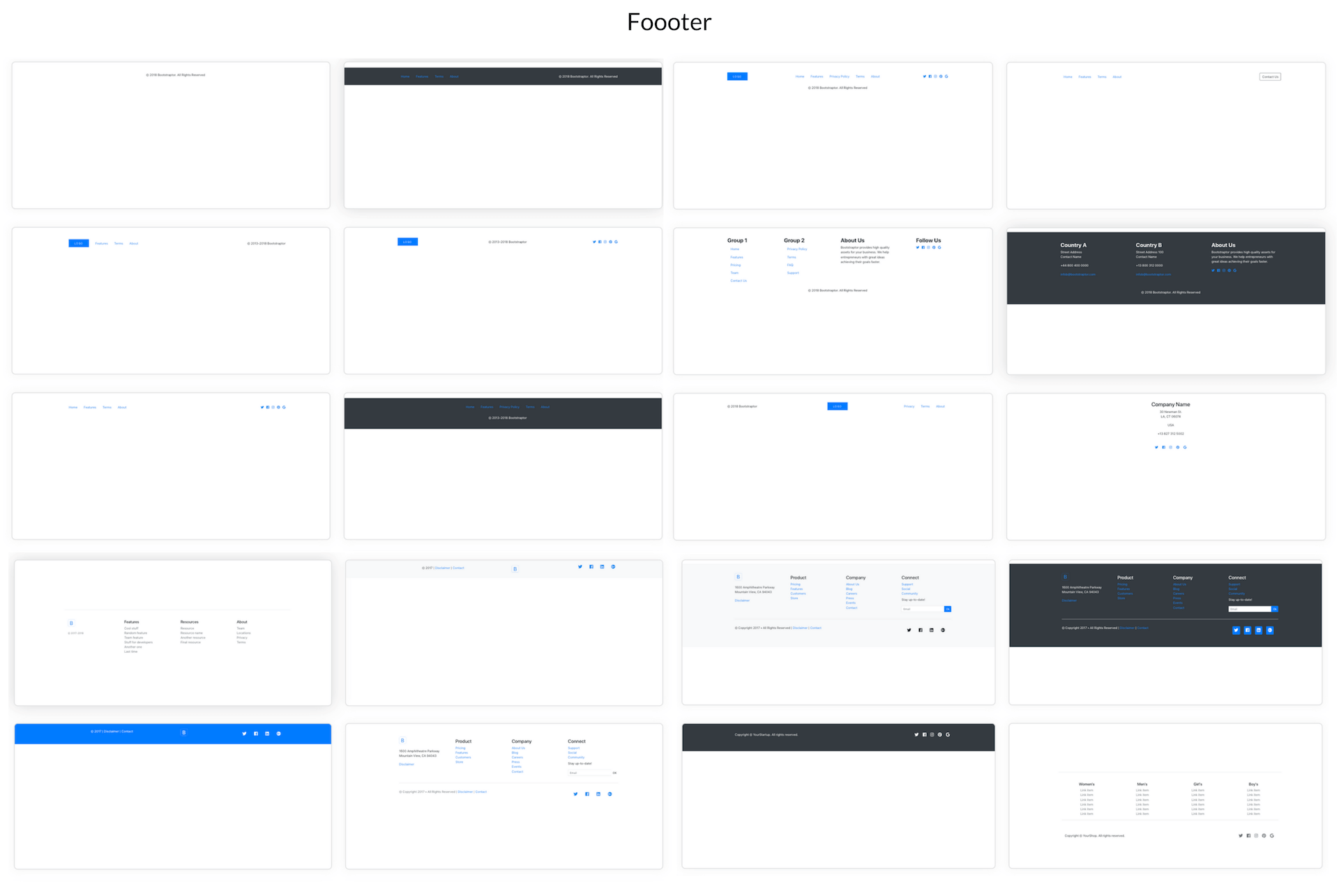 Elements Of Blueprints App, A Bootstrap Web Builder - Footers