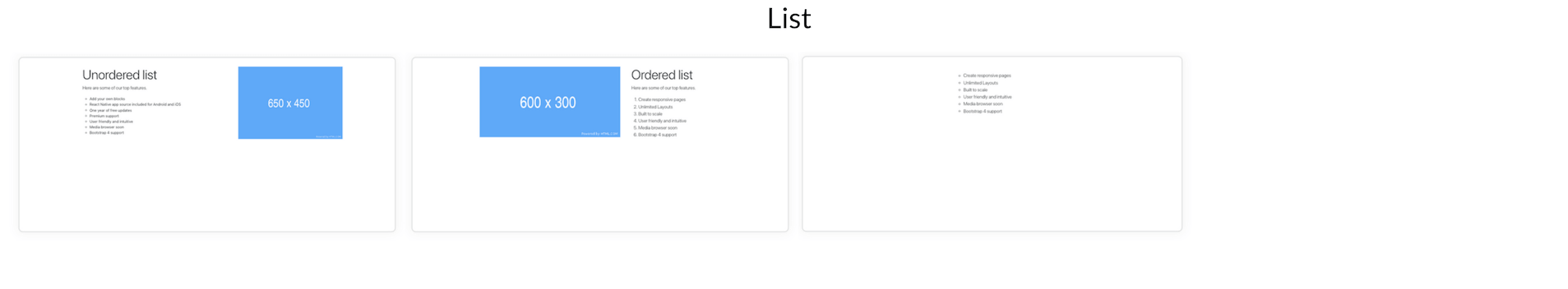 Elements Of Blueprints App, A Bootstrap Web Builder - List