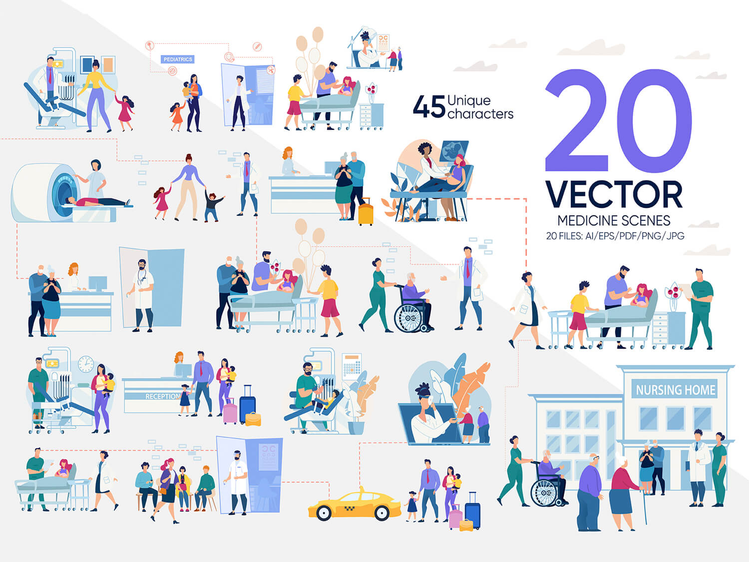 24-in-1 Flaticons Bundle: 20 Medicine Vector Scenes