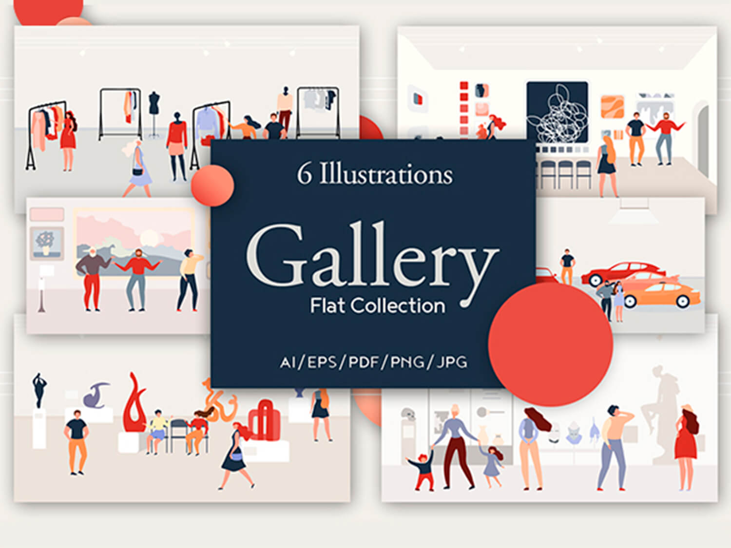 24-in-1 Flaticons Bundle: 6 Gallery Flat Illustrations