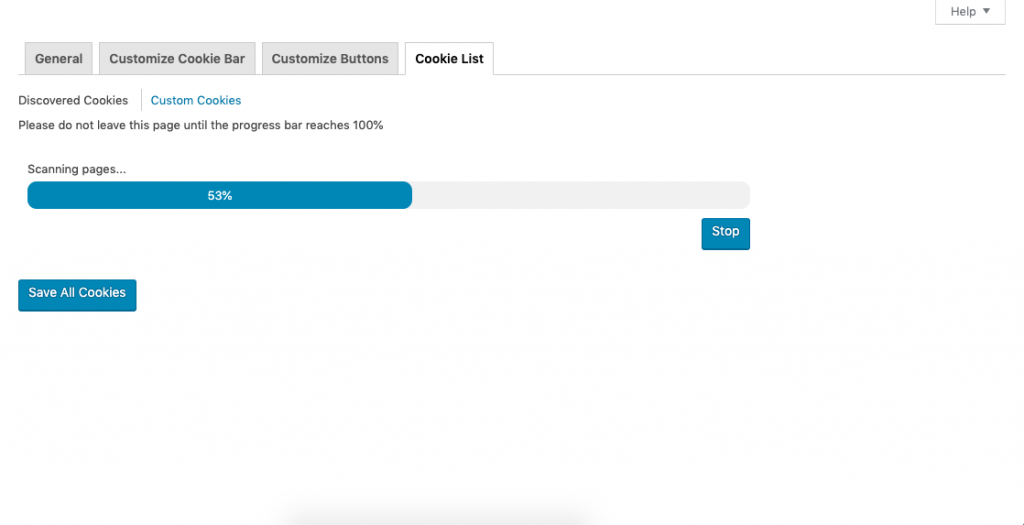 WP GDPR Cookie Consent Plugin - Cookie-List Scan