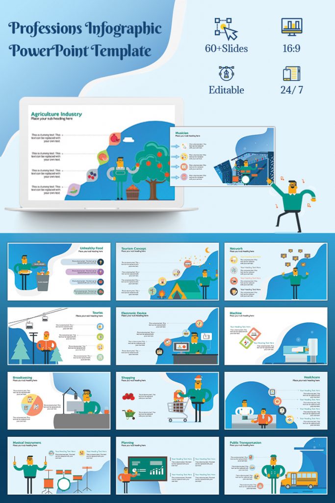 900+ Unique Powerpoint Presentation Templates - Professions Infographic
