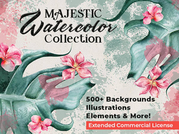 The Majestic Watercolor Collection Of 500+ Backgrounds, Illustrations, Elements & More!