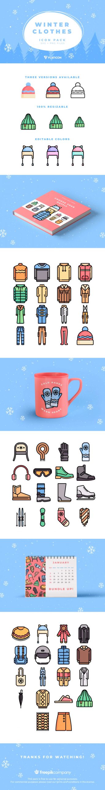 50 different Winter Clothing Icons