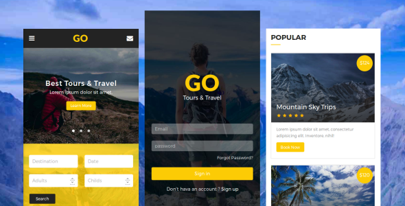 Go - Tours & Travel Mobile Template
