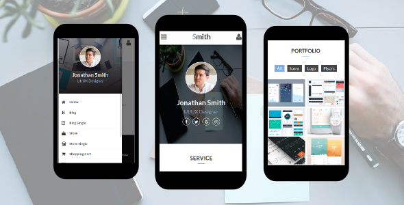 Smith - Personal vCard, CV, Resume, Profile Mobile Template