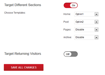 Target sections of the site- Plugmatter Optin Feature Box Plugin