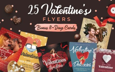A collage of flyers for the valentine's flyers bundle