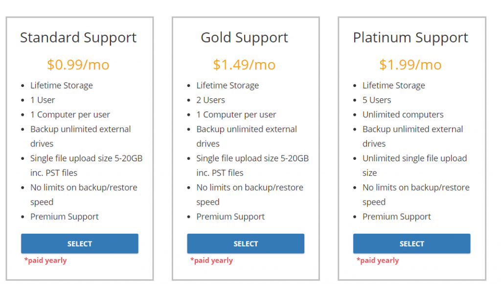 Polar Backup Business Support Plans