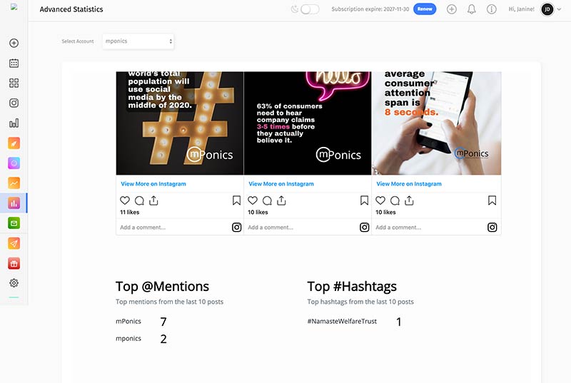 Postable Instagram Automation & Scheduling Tool - Advanced Stats